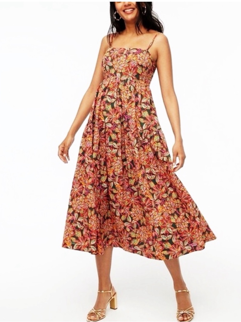 J. Crew Floral Tie Back Tiered Green Misi Dress NWT 0P Petite
